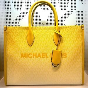 Michael Kors Mirella Medium Ombré Logo Tote Bag Daisy Yellow